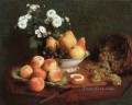 テーブルの上の花 果物 1865年 アンリ・ファンタン・ラトゥール